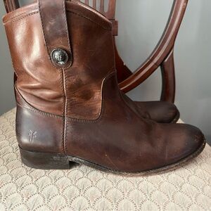 Frye Dark Brown Leather Ankle Booties